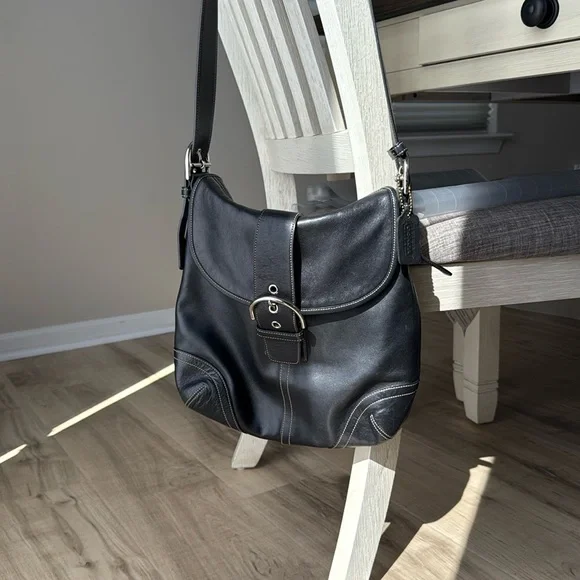 Coach Black Leather Soho Shoulder Bag with Silver Accents - Picture 3 of 12